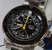 NEW! IOB! SEIKO SNA411P1 7T62-0EB0 Pilot Flightmaster Men's Black Watch NEW BATT