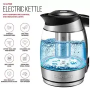 Glass Kettle Temperature Control Smart LED Tea Pot Stainless Infuser CordLess 1