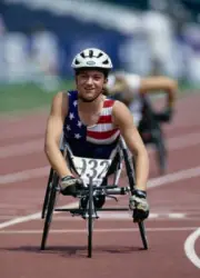 Gold medalist LeAnn Shannon from the United States winning the Wom- Old Photo