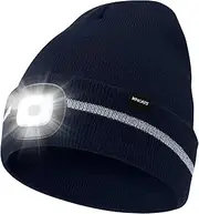 [Wmcaps] Men's Hat with Reflective Stripes, Unisex Stretch Beanie with Envelope, Windproof Outdoor Winter Hat for Women, Winter Warm Running Hat Gifts for Him or Her