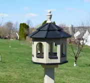 SMALL Poly Octagon Bird feeder | Premium Birch & Black | Amish Handmade