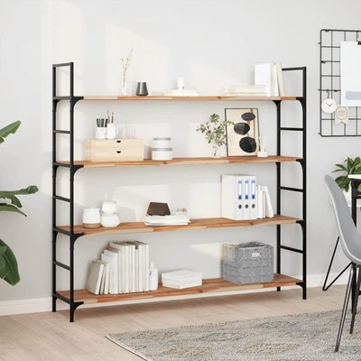 Dark Brown Acacia Wood Floating Shelf 140x30x2 cm Oil Finished Wall Storage