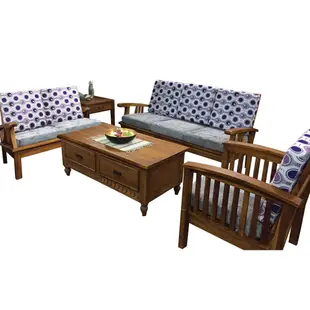 吉迪市柚木家具 柚木簡約沙發組1+2+3 含坐墊 HALI002ABCP 大小茶几為搭配示意圖