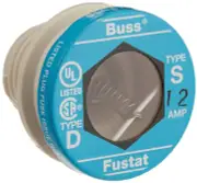 BP/S-12 - 12A S Time-Delay Dual-Elem. Plug Fuse Rejct Base 125V Ul Listed Carded