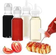 VOOCAT Condiment Squeeze Bottles, 8 oz (250ml) BPA-Free, Kitchen supplies Squeeze Bottles,Ketchup Dispenser, Salad Dressing Bottles,Oil, Icing, Set of 4