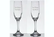2 Engraved Personalized Customized Design Your Own Champagne Glasses Flutes