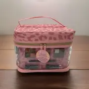 Tahari Train Case With Cosmetics Lip Glosses, Lipstick, Eyeliner, Eyeshadow Etc.