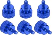 uxcell 6 Pcs 6#32 Knurled Thumb Screw Computer Case Threaded Hand Tighten Screws Aluminum Alloy for PC Case, Deep Blue