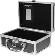 FRCOLOR Cosmetic Case Mini Silver Briefcase Small Aluminum Carry Case Lock Briefcase Aluminum Case Electronic Storage Hard Shell Briefcase Toy Makeup Train Case Bag Black Aluminum Frame