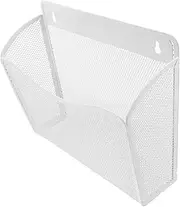 HOODANCOS Wall Mounted File Rack Wall Shelf Basket Mailbox Wall Shelves Tablet Stand File Holder Wall Mounted Paper Organizer Wall Mount Hanging File Holder Wall Pockets Wall File Iron White