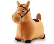 iPlay iLearn 33cm Bouncy Horse Plush Inflatable Ride-On Kids Play Toy 18m+ Brown