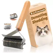 Cat Brush for Dematting Deshedding 2 in 1 Undercoat Rake Efficiently Remove Hair