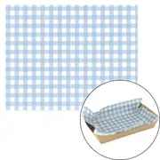 Blue Gingham Grease Proof Paper Plate / Tray Liners (8 Sheets)
