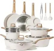 21 Pcs Pots and Pans Set, Nonstick Cookware Sets, White Granite Gifts