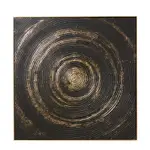 [James Lane] Archi Woodgrain Hand Painted Wall Art Black Gold - 100cm x 100cm