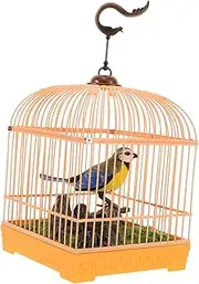 Kisangel Realistic Sound Activated Bird Charming Chirping Bird in Cage with Movement for Home Decor Portable Aesthetic for Entertainment and Decoration