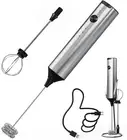CIRCLE JOY Milk Frother Handheld Rechargeable with Stand, Stainless Steel Frothe