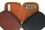 Genuine Leather Keychain Men's Wallet Key Ring Front Pocket Zip Around