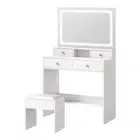 Oikiture Dressing Table Stool Set LED Mirror White
