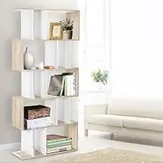 Artiss Bookshelf, 5 Tier Shelf Corner Wall Shelves Display Cabinet Bookcase Bookshelves Storage Rack Home Living Room Bedroom Office Furniture, High Density Particle Board Multicoloured