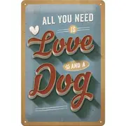 Nostalgic Art 20x30cm Medium Metal Wall Hanging Sign Love Dog Home/Office Decor