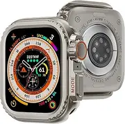 Zumyzu Metal Case Compatible with Apple Watch 45mm Series 9 8 7 Rugged Bumper Protector Witch Back Cover, 2 in 1 Full Protective Coverage for iWatch Covers, Raised Edge Screen Protection, Ti