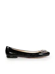 Black Patent Crystal Embellished Flats