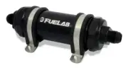 Fuelab 82801-1 828 In-Line Fuel Filter Long -6AN In/Out 10 Micron Fabric - Black