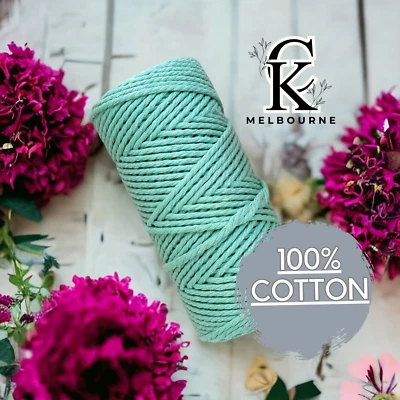 3MM 3ply macrame cord 100m SPEARMINT 100m 3 Strand Twist Rope Supplies Melbourne