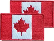 [RaymNord] 2PCS Canada Flag Embroidered Patches, Durable Canadian Banner Tag,Hook Back Badge for DIY Applique Clothes Accessories
