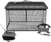 Floating Fish Basket - 47L Fish Basket Net Fishing Supplies,Foldable Trap Container with Anti-Slip Rope, Net Storage Bag for Saltwater Freshwater Minnows Shrimp