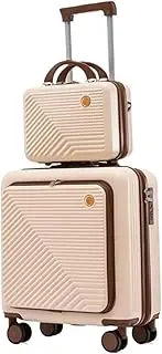 [RUVOO] Luggage Carry On Luggage Two-Piece Suitcase Set, Coded Boarding Case, 18in Trolley Case, Lightweight Suitcase Suitcase Checked Luggage (Color : A, Size : 14+18in)