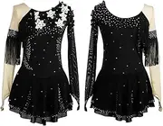 [Zagitova] Figure Skating Dress for Women Ballerina Outfits Long Sleeve Roller Skater Dance Dress