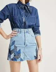 ANTHROPOLOGIE Citizens of Humanity Astrid Patchwork Denim Mini Skirt NwT 31 12