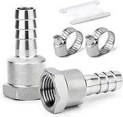 ERGAOBOY Pack of 2 8 mm Outer Diameter Barb to 1/4 Inch Female BSP Connectors, 304 Stainless Steel Hose Sockets Compression Fittings
