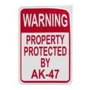 Vertical Vinyl Stickers Warning Property Protected by Ak 47 Safety Sign Label