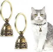 2 Pieces Copper Collar Bell for Small Pet,Pet Bells Brass Cat Collar, Small Cats and Dogs Bell Vintage Copper Keychain Anti-Lost Training Pendant Tags Accessories for Kitten Puppy Outside