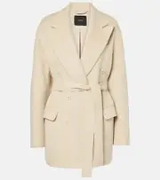 [Joseph] Joseph Double-breasted belted wool and silk blazer AU 10 beige
