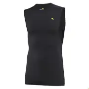 Diadora Mens Compression Sleeveless Muscle Top Gym Thermal - Black - XXL