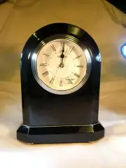Seiko QHG604KLH Alarm Clock Vintage Art Deco Wood Metal Case Metal Silver Color