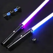 Oomyeh 2Pack FX Dueling Lightsaber Battle Sounds Metal Hilt 15 Colors Changeable 3 Modes 2 in 1 Light Sabers Perfect Christmas Halloween Present for Kids
