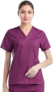 [Chesoon] Medical Scrubs Women's Short Sleeve Set 95% Cotton Breathable Nursing Uniform for Hospital Clinics