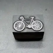 Vintage Bicycle Figural Wooden Printing Block Metal Stamp Press Decorative