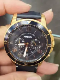 在飛比找露天拍賣優惠-*FOSSIL 羅馬優雅風計時皮帶手錶FS4835-深藍色面