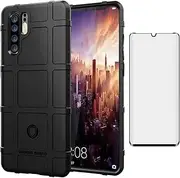 [Asuwish] Phone Case for Huawei P30 Pro with Tempered Glass Screen Protector Cover and Slim Thin Hard Mobile Film Rugged TPU Rubber Cell Accessories Protective Hawaii P30Pro P 30 Pro30 Women Men Black