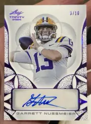 2024 Leaf Trinity RC Garrett Nussmeier 3/10 Purple Kaleidoscope AUTO LSU Tigers