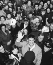 Dutch judo champion Anton Geesink arrives back home town Utrech- 1964 Old Photo