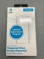 AT&T Tempered Glass Screen Protector Anti-Microbial iPhone 16 15 Plus 15 Pro Max