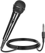 OBLEGY Wired Microphone for Karaoke,Professional Handheld Dynamic Mic with ON/Off Switch and 2.5m Cable to 1/4'' Audio Connection, Plug-in Microphone for Amplifier, PA System, Party, Karaoke, Church