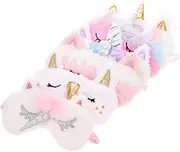 KOCKSHION 6Pcs Cute Unicorn Eye Mask Soft Plush Design Light Blocking Sleep Masks for Travel Napping Home Use Comfortable Eye Covers for Teens and Adults